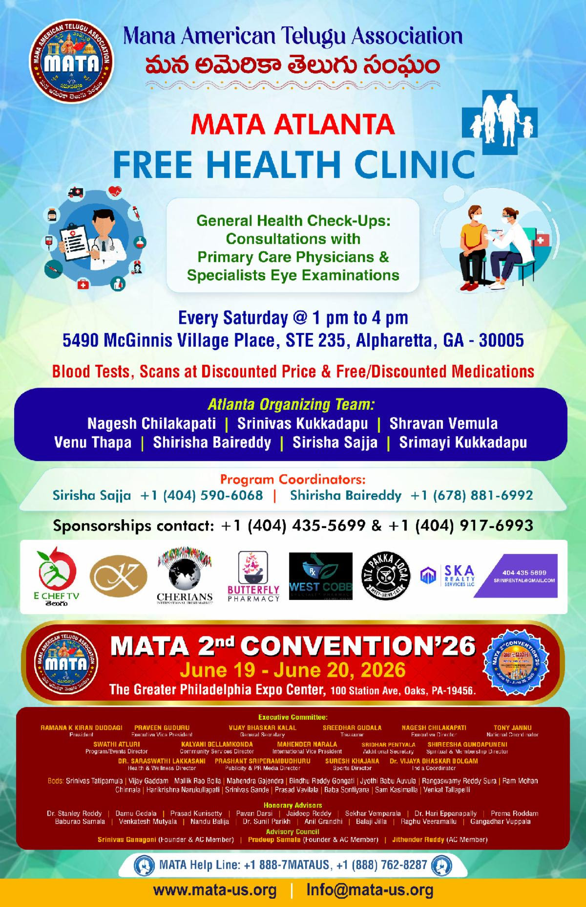 MATA NJ Free Health Camp - Every Saturday from 1PM to 4PM